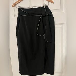 Chicwish Black Midi Wrap Skirt Tie Front